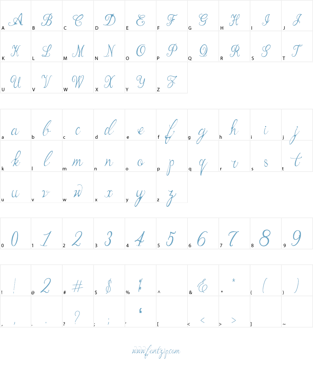 Bernadine Script Font Character